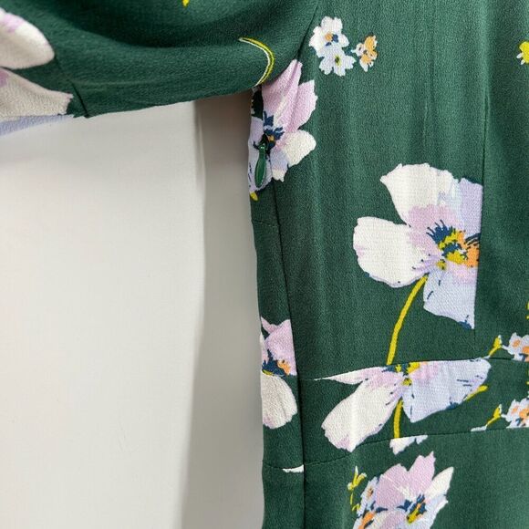 FREE PEOPLE All Yours Green White Floral Print Deep Plunge Mini Dress Size 0 - Picture 6 of 8